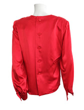 Givenchy 1980s Vintage Back Button Blouse in  Red Silk Satin, UK10