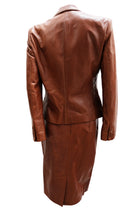 Ralph Lauren Skirt Suit in Soft Brown Leather, UK10-12
