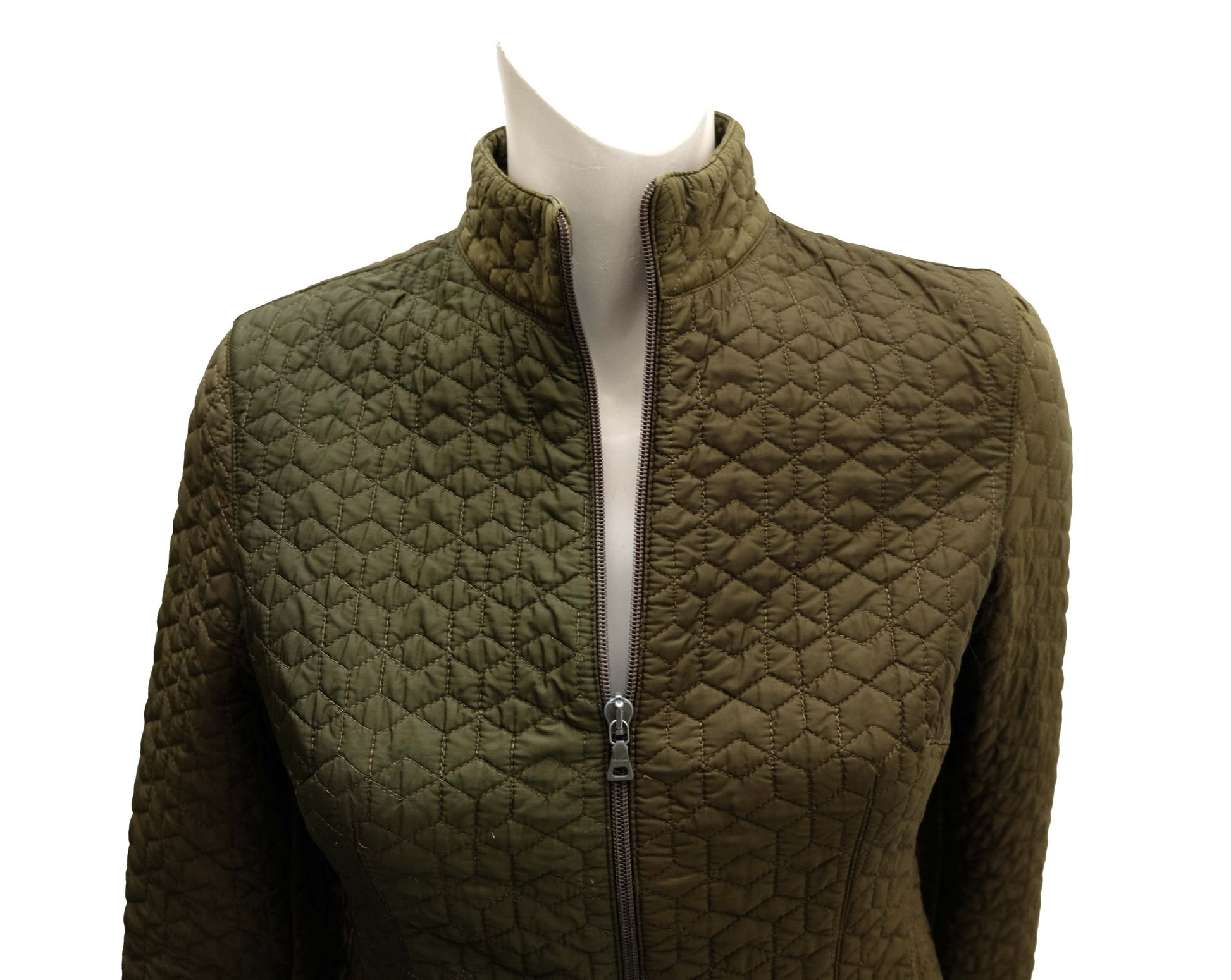 Prada Vintage Quilted Jacket in Olive Green, UK8-10