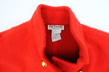 Guy Laroche Vintage Felted Red Wool Swing Coat with Gold Buttons, UK10-16