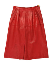 Loewe 1846 Vintage Pleated Skirt in Red Leather, UK10