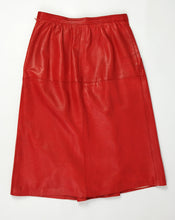Loewe 1846 Vintage Pleated Skirt in Red Leather, UK10