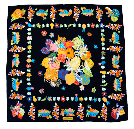 Salvatore Ferragamo Silk Square with Fruit Motif