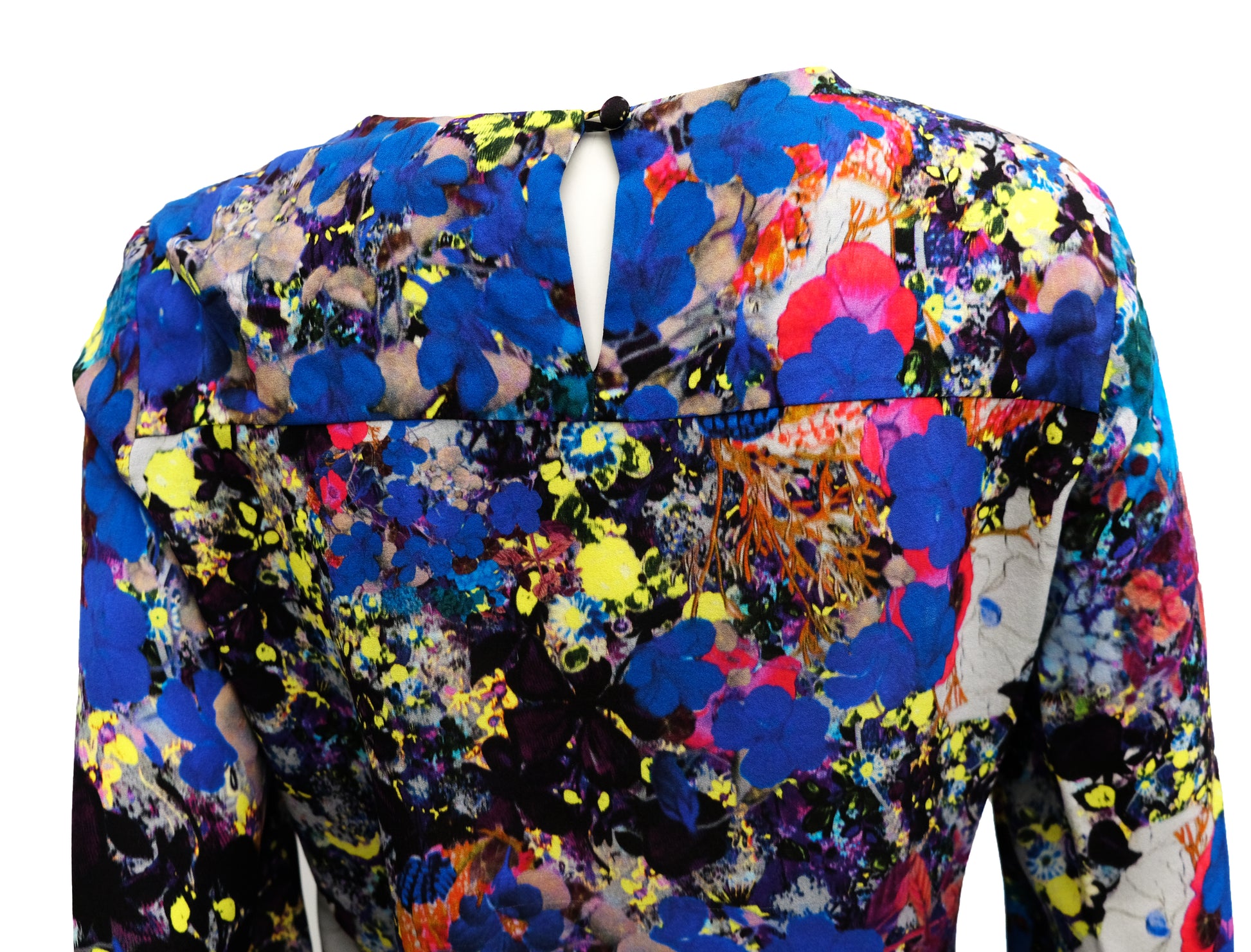 Erdem Round Neck Top in Multicoloured Printed Silk, UK10