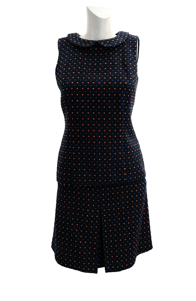 2 Piece Skirt and Top in Polka Dot Black Wool, UK10 – Menage Modern Vintage