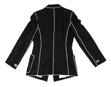 Emanuel Ungaro Skirt Suit in Black Linen with White Piping, UK10