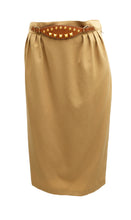 Hermes Vintage Skirt in Camel Wool with Studded Leather Belt, UK10-12