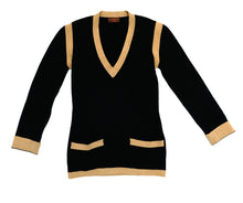 Yves Saint Laurent Vintage V Neck Sweater with Camel Trim, UK10