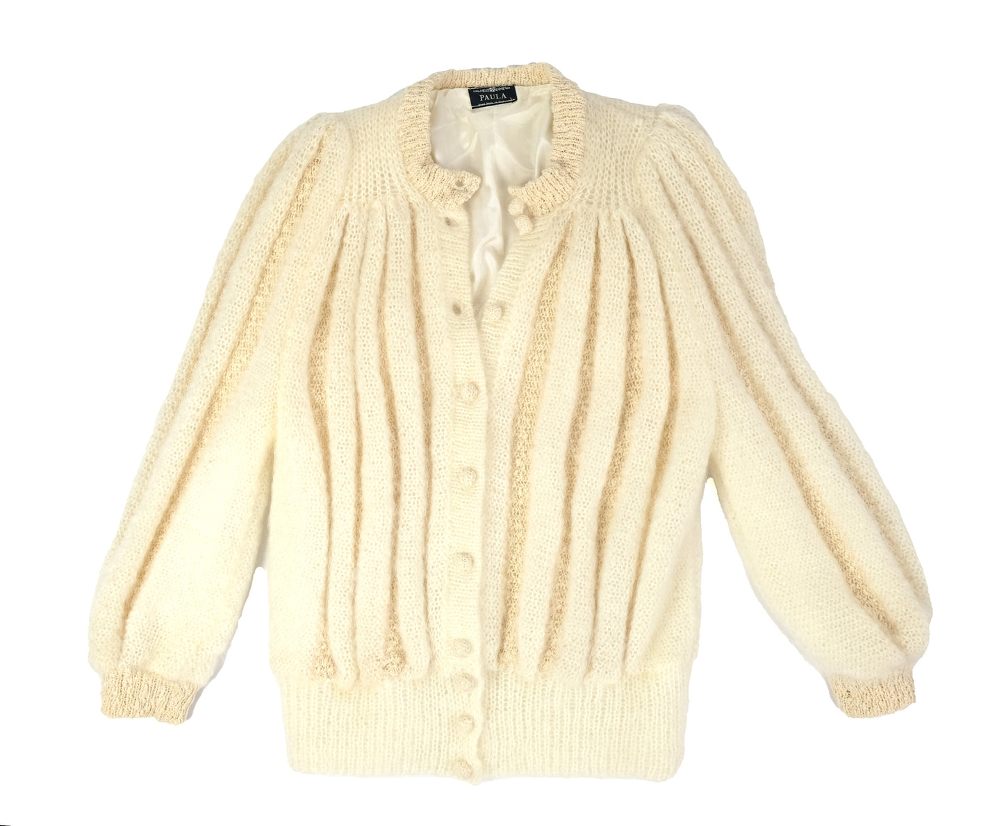 1980s Vintage Mohair Knit & Crochet Cardigan Jacket, UK10-14