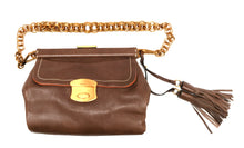 Prada Shoulder Bag in Mocha Leather with Gold Chain, S