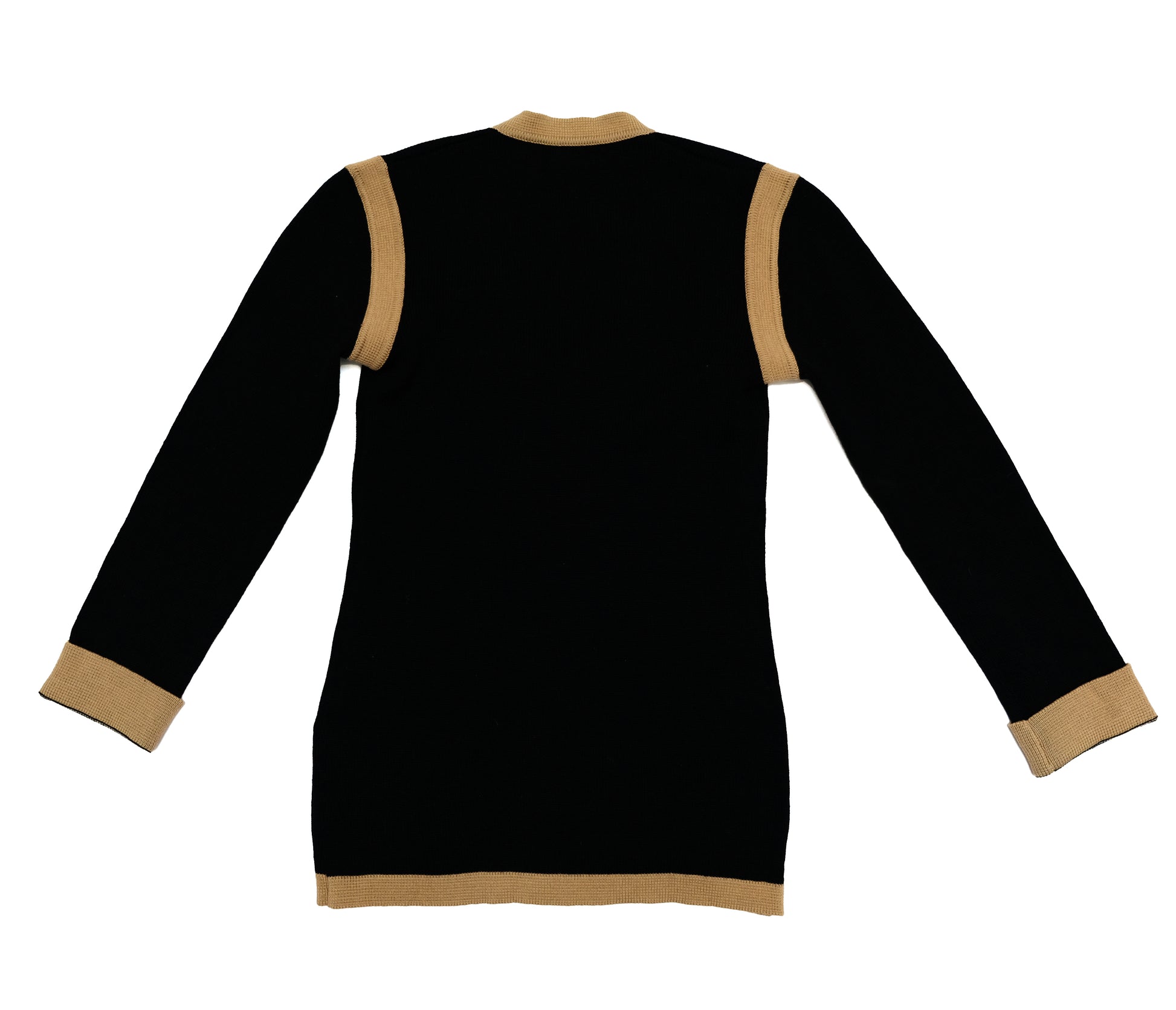 Yves Saint Laurent Vintage V Neck Sweater with Camel Trim, UK10