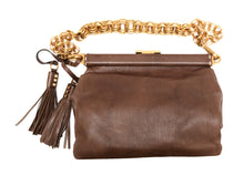Prada Shoulder Bag in Mocha Leather with Gold Chain, S