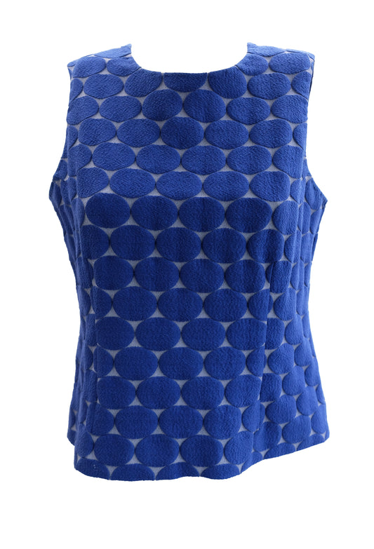 Marni Sleeveless Top with Jacquard Circles in Blue, UK12-14