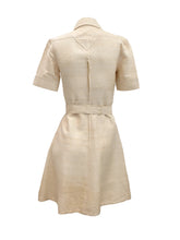 Wallis 1970s Vintage Raw Silk Belted Shift Dress with Collar, UK8-10