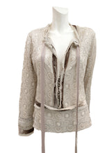 Marc Jacobs Blouse in Pearl Grey Semi-sheer Embroidered Silk, UK10-12