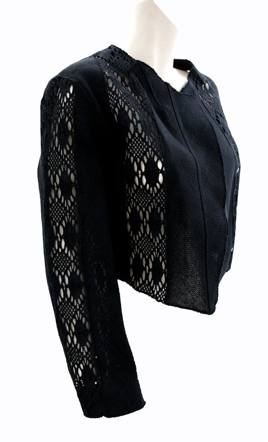 Yves Saint Laurent Vintage Black Crochet Bolero Jacket, UK12-14