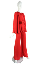 Ossie Clark for Radley Vintage Trouser Set in Red Moss Crepe & Satin, UK10
