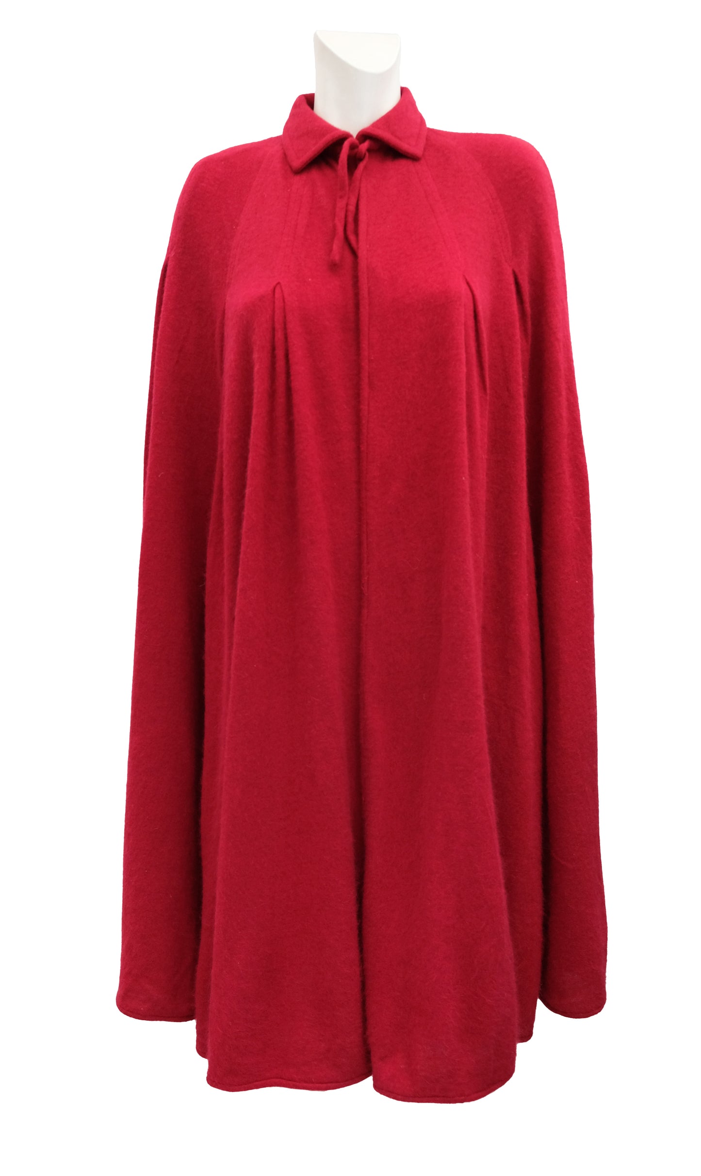 Valentino Vintage Knitted Cape in Cherry Red Cashmere, O/S