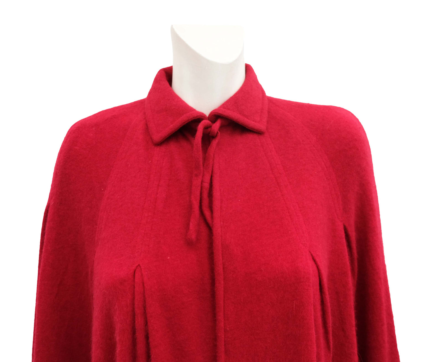 Valentino Vintage Knitted Cape in Cherry Red Cashmere, O/S