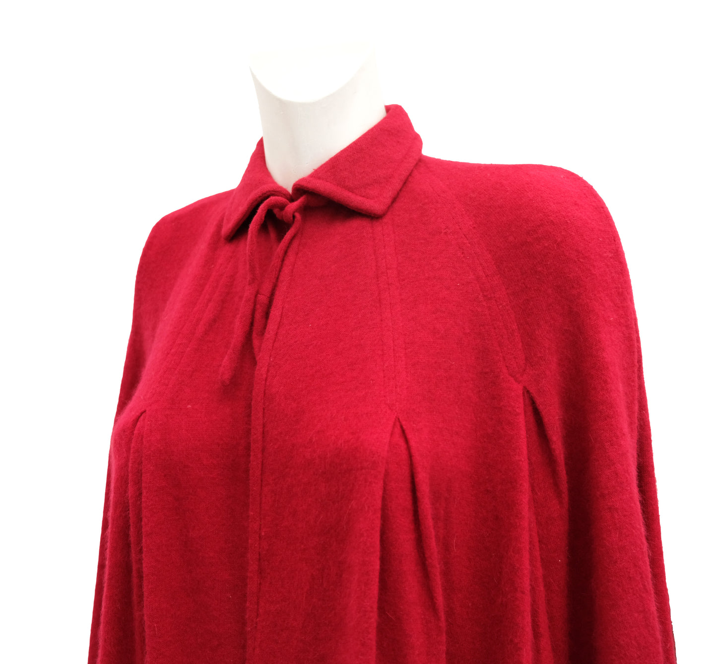 Valentino Vintage Knitted Cape in Cherry Red Cashmere, O/S