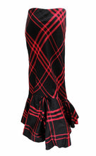 Ralph Lauren Plaid Silk Maxi Skirt with Flounce Hem, UK12