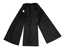 Vintage Long Gilet in Black Wool with Elaborate Gilt Buckle,  UK10