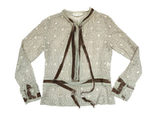 Marc Jacobs Blouse in Pearl Grey Semi-sheer Embroidered Silk, UK10-12