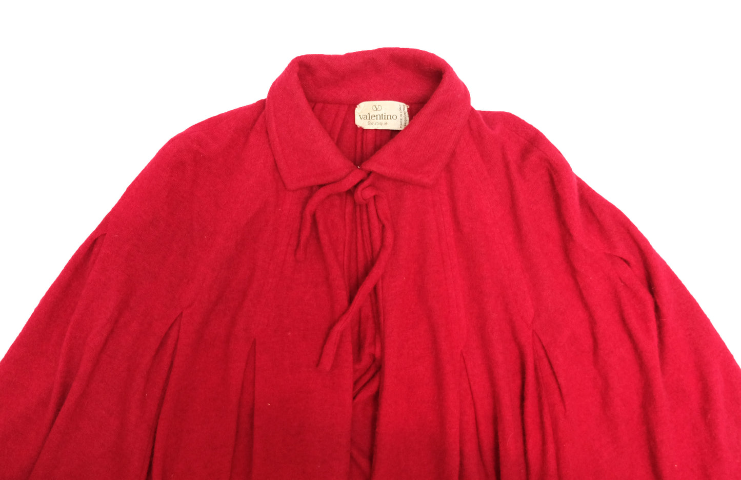 Valentino Vintage Knitted Cape in Cherry Red Cashmere, O/S