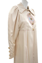 Bill Gibb Vintage Satin Coat with Embroidery, UK10