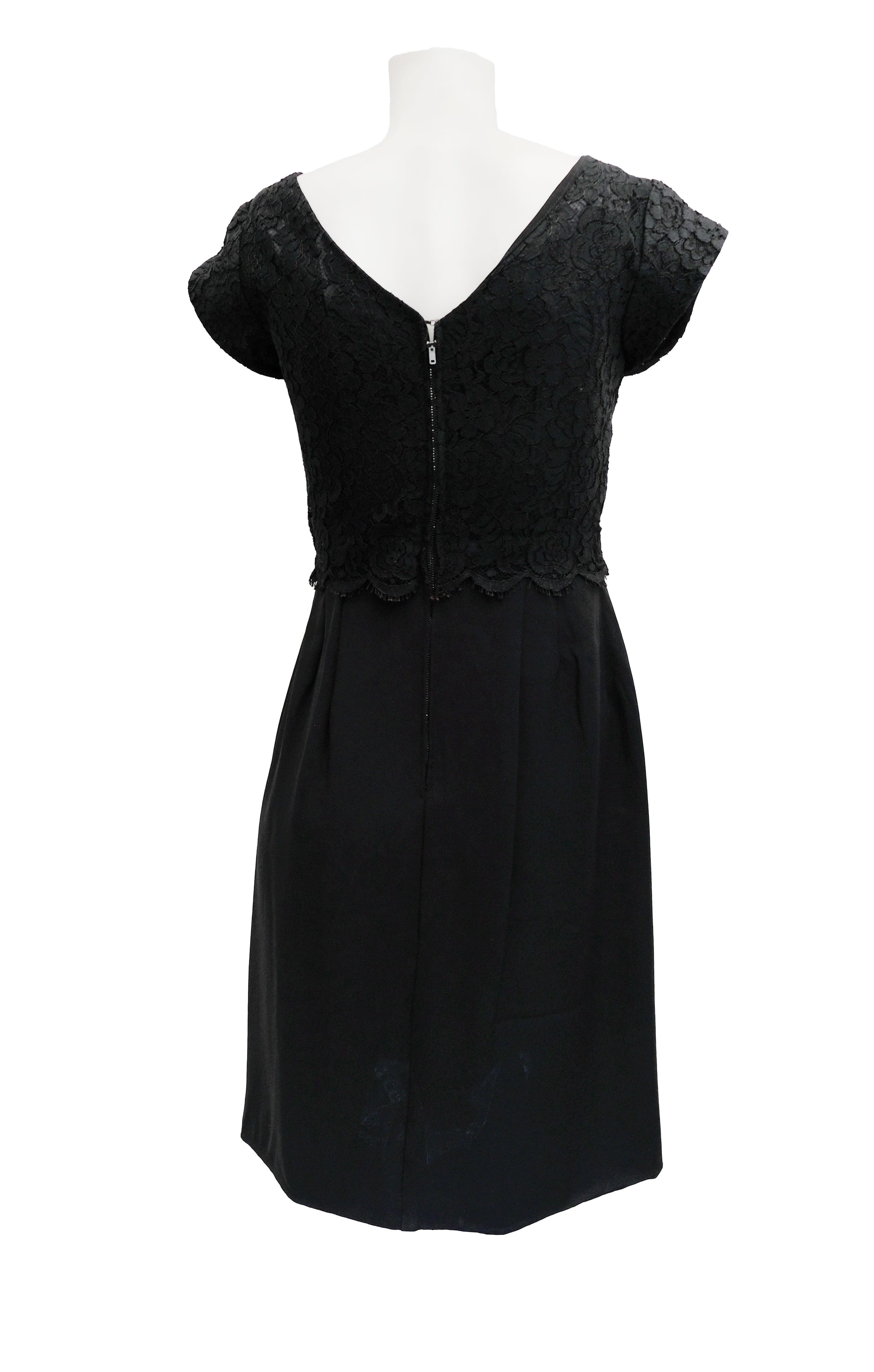 Vintage Little Black Dress with Lace Bodice, UK8