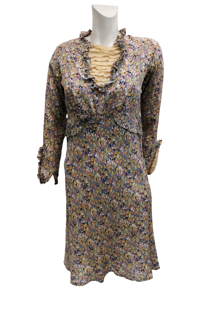 Vintage Tea Dress in Floral Silk, UK10 – Menage Modern Vintage
