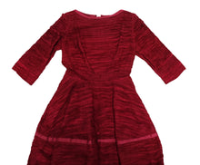 Sybil Connolly Vintage Gown in Ruby Red Pleated Linen, UK8