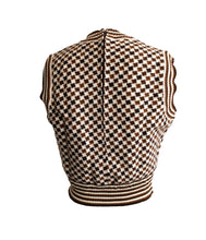 Selfridges 1970s Vintage Checkerboard Knitted Tank Top in Brown, Small