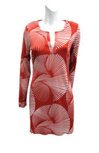 Diane von Furstenberg Printed Red Tunic Dress in Silk Jersey, UK12