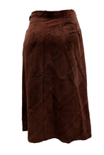 Bogner Vintage A-line Skirt in Chocolate Brown Suede, UK14