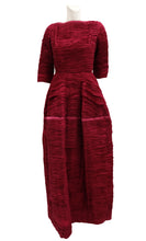 Sybil Connolly Vintage Gown in Ruby Red Pleated Linen, UK8