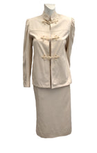 Ted Lapidus Vintage Skirt Suit in Raw Silk, UK8-10