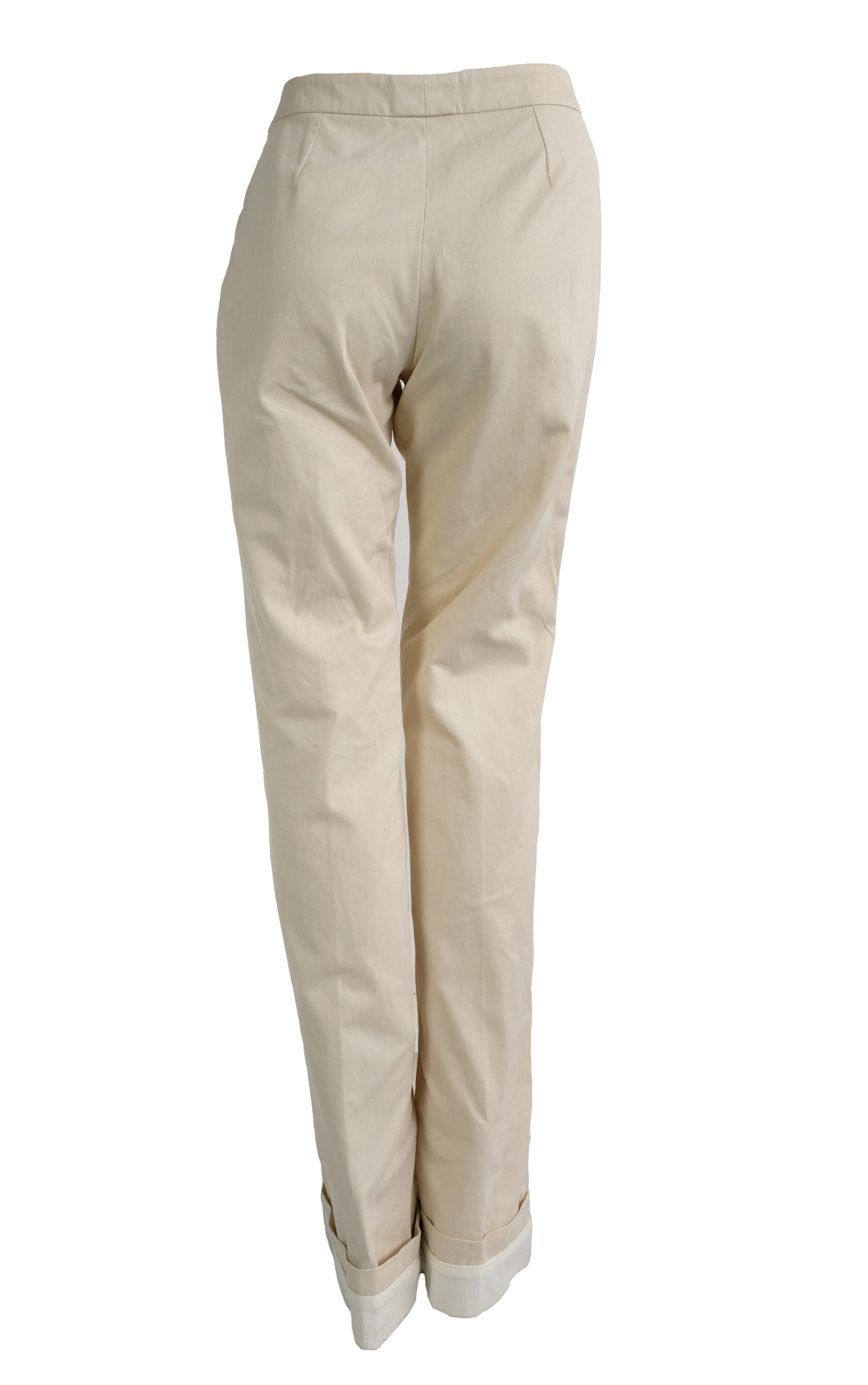 Alexander McQueen Flared Trousers in Ivory Cotton, IT44 UK10-12