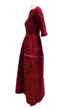 Sybil Connolly Vintage Gown in Ruby Red Pleated Linen, UK8