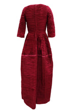 Sybil Connolly Vintage Gown in Ruby Red Pleated Linen, UK8