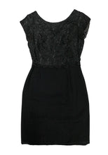 Vintage Little Black Dress with Lace Bodice, UK8