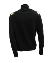 Hermès Vintage Black Polo Neck with Printed Silk Front, La Clé des Champs, UK10