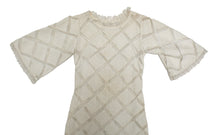 Mexicana Vintage Maxi Dress in Ivory Cotton and Lace, UK10