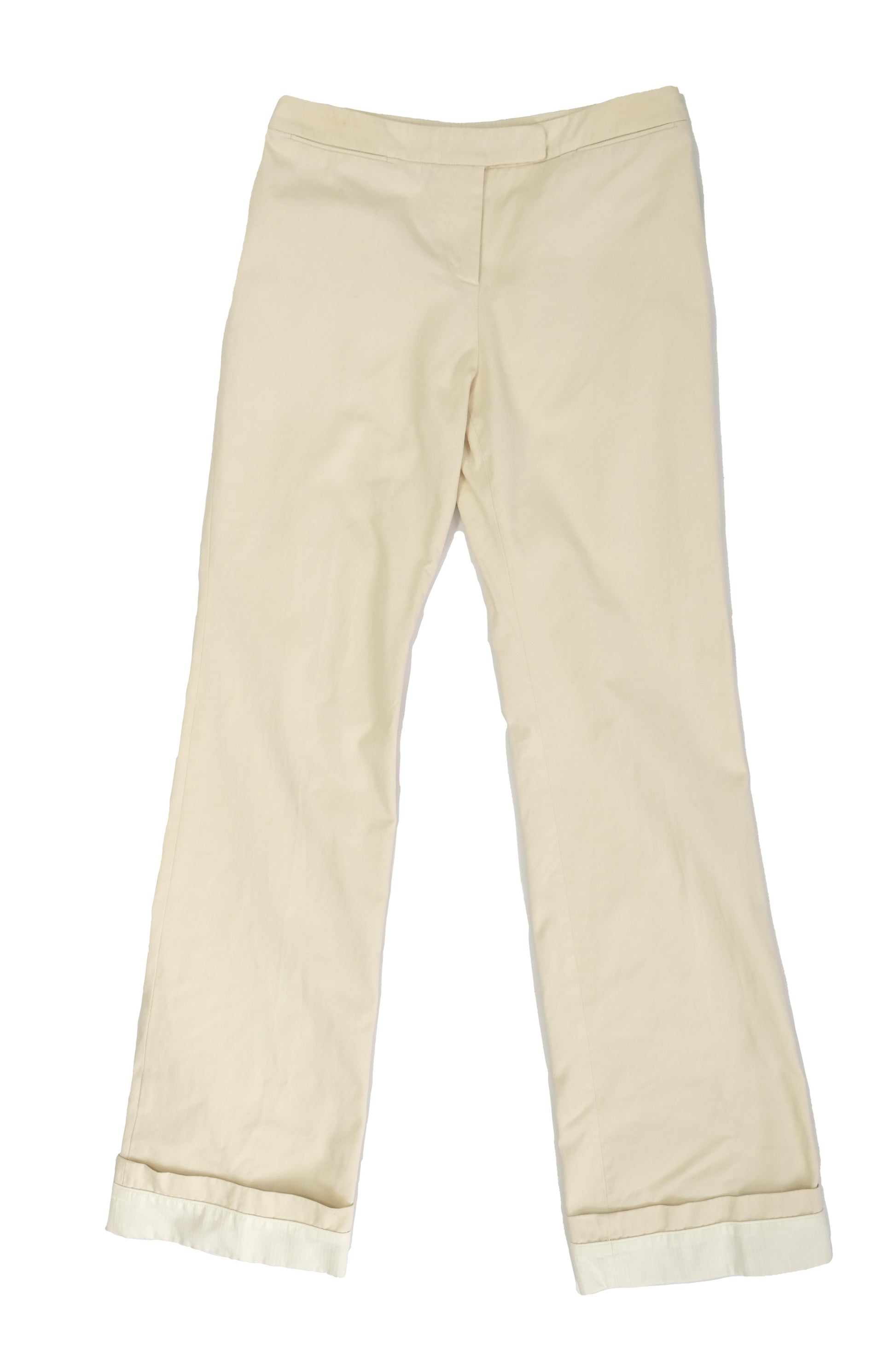 Alexander McQueen Flared Trousers in Ivory Cotton, IT44 UK10-12