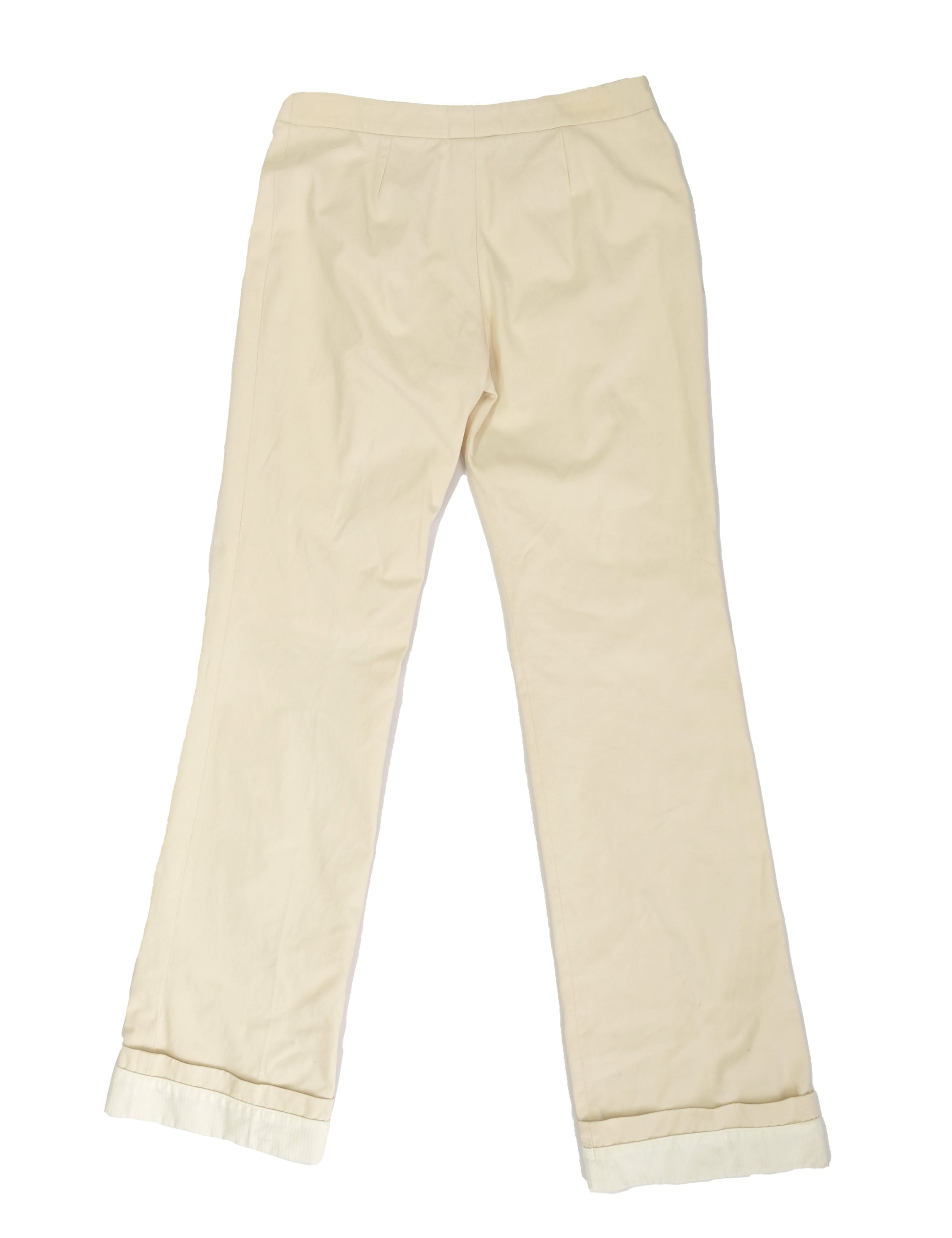 Alexander McQueen Flared Trousers in Ivory Cotton, IT44 UK10-12