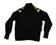 Hermès Vintage Black Polo Neck with Printed Silk Front, La Clé des Champs, UK10