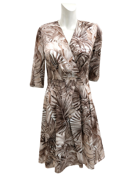 Salvatore Ferragamo Palm Print Cotton Dress, UK10