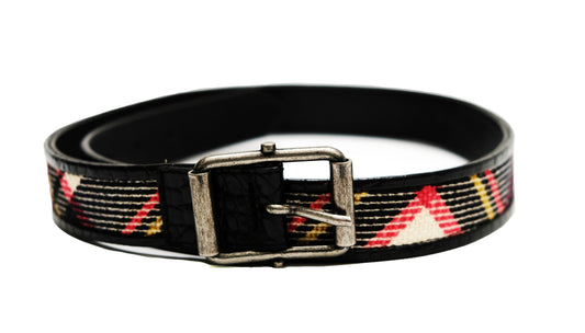 Dries van Noten Textured Plaid and Leather Belt