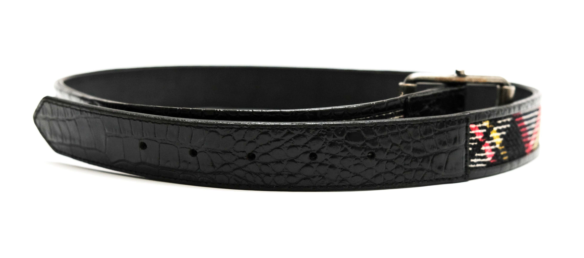 Dries van Noten Textured Plaid and Leather Belt