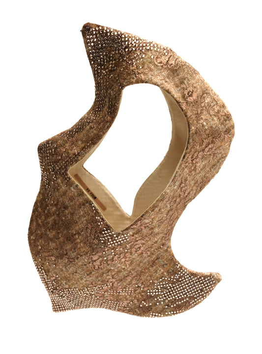 ASFOUR Sculptural Evening Bag Embellished with Bronze Sequins